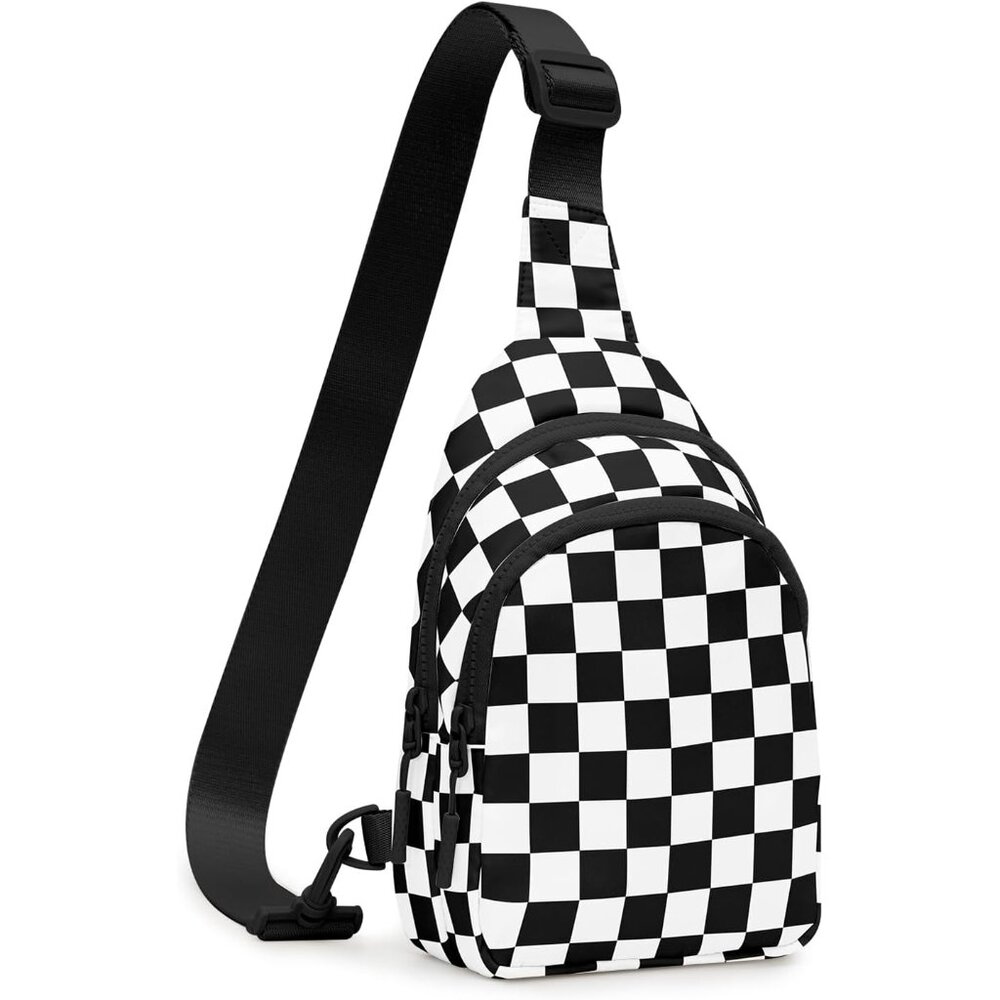 Versatile Waterproof Black Checkered Bag Ideal For Travel & Daily Use